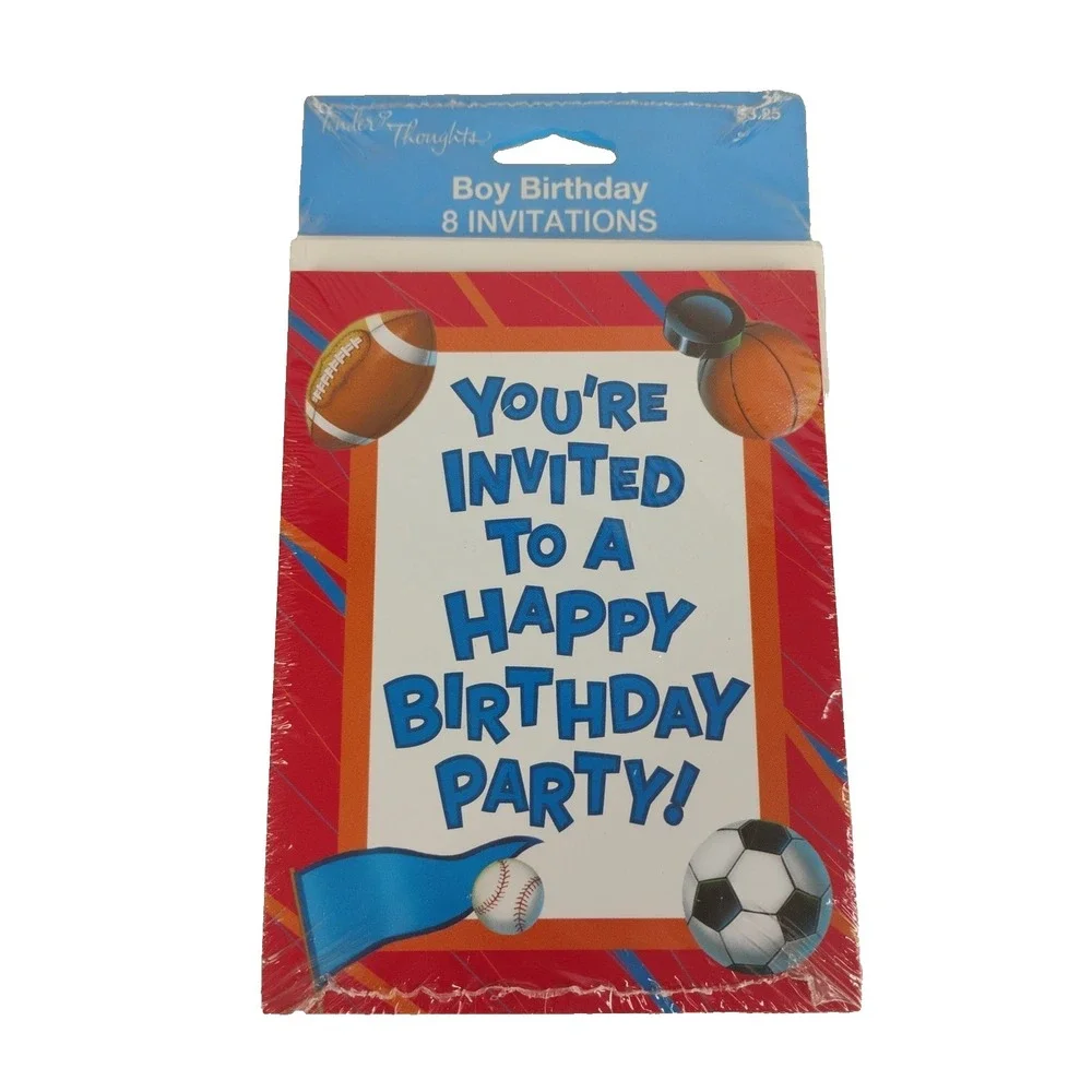 Vintage‎ NOS Tender Thoughts Boy Birthday Invitations Sports Theme Party